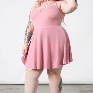 MISSING STRAP Killstar Magica Skater Dress [PASTEL PINK]- Size 4x